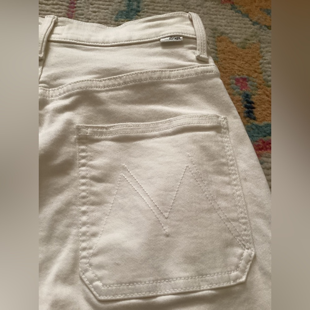 MOTHER Denim The Wrapper Patch Springy Ankle Jeans in Cream Puffs - Sz 28 - Picture 6 of 13